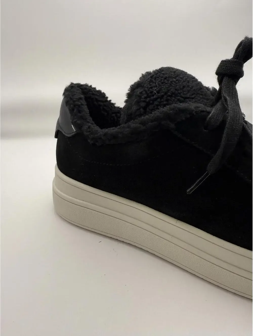 NEW JSlides Black Suede Women's Sneakers with Shearling Lining 7